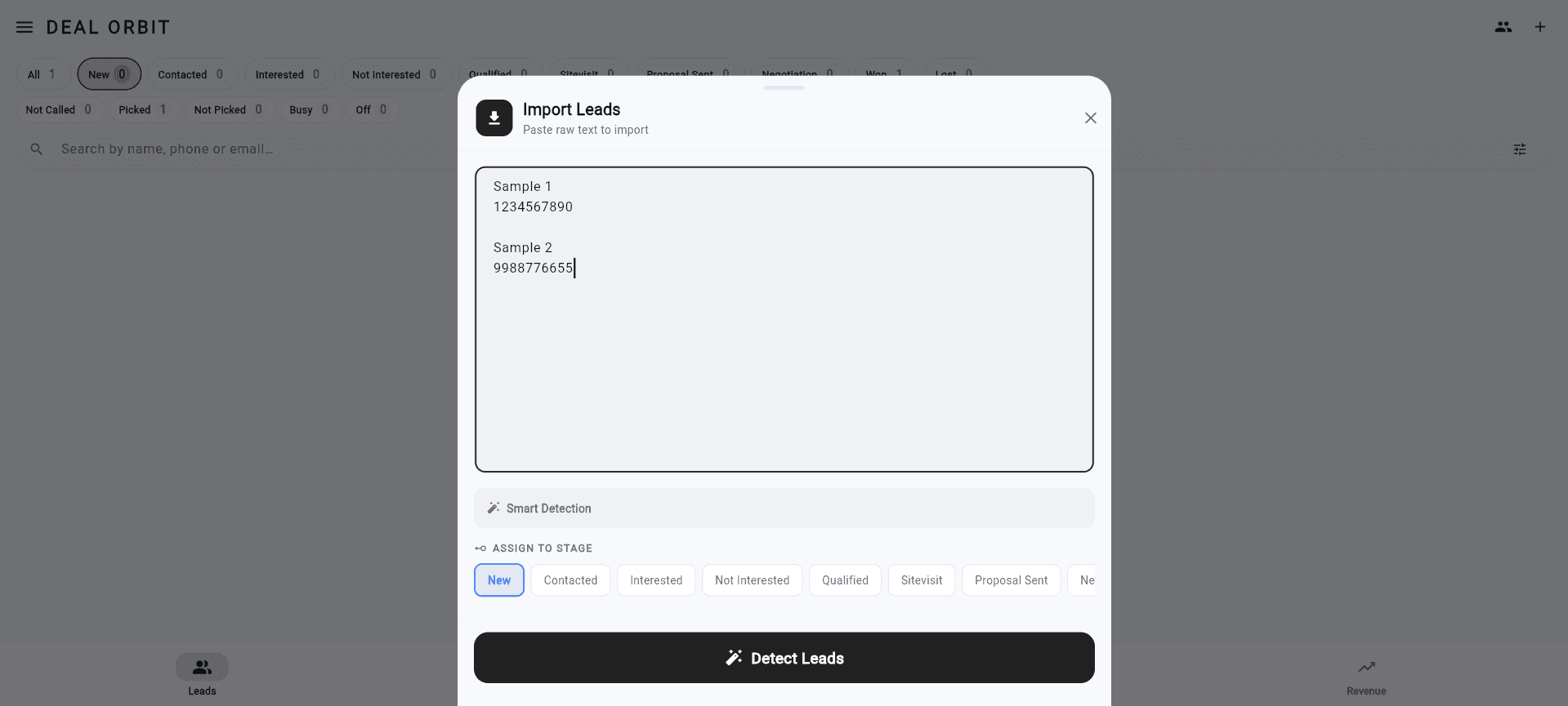 Smart bulk lead import with AI-assisted detection