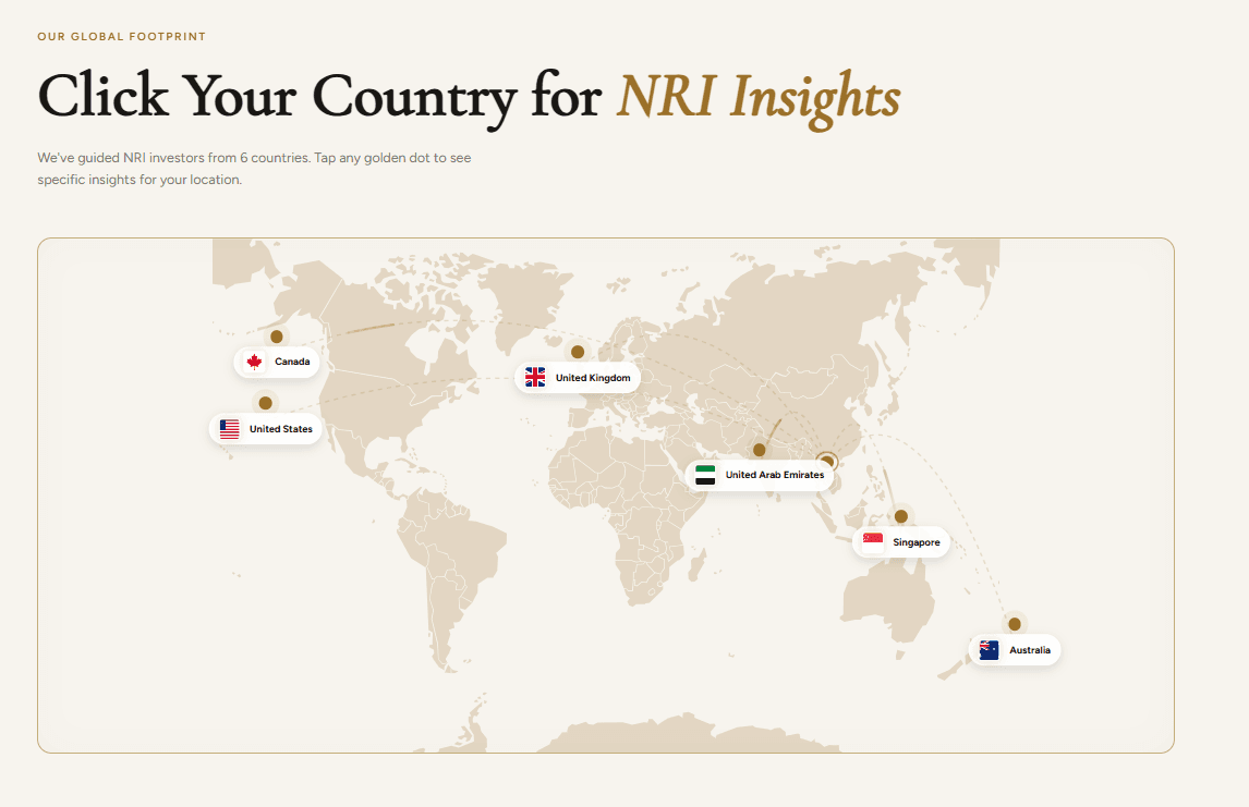 Global NRI footprint map with country-level investment insights